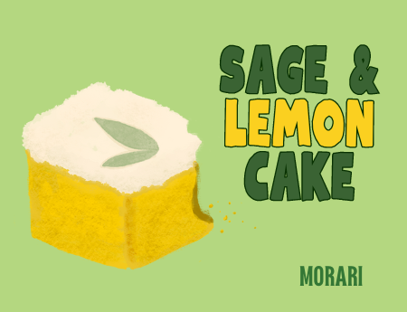 Sage & Lemon Cake - Candied Lemon Peel, Lemon Pound Cake, Honeysuckle Syrup, Sage